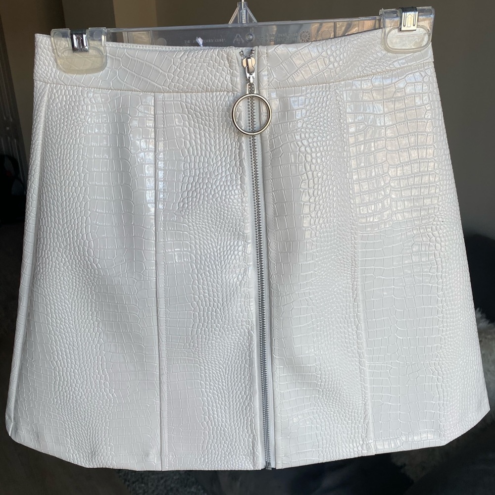 White Croc Print Skirt